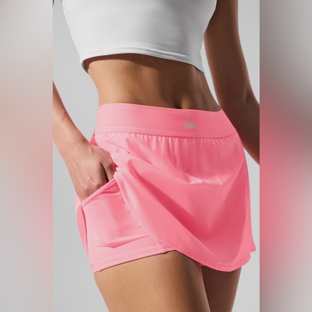 Alo - Match Point Tennis Skirt Skort (Neon Bubblegum) - Picture 3 of 7